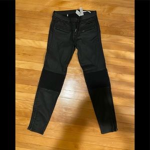 Never worn Zara leather Moto jeans